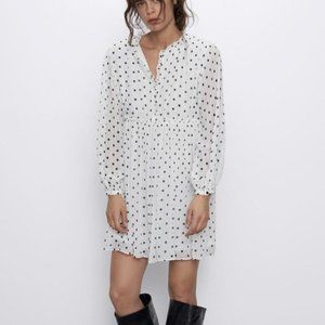 Zara chiffon polka dot mini dress